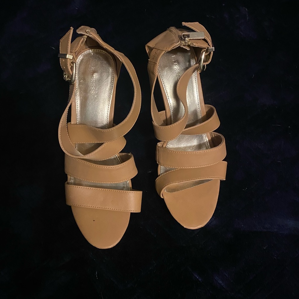 Tan wedge heels